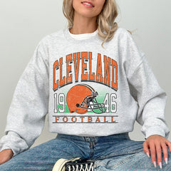 Cleveland Football Men's Crewneck, Cleveland Football Vintage Sweater, Cleveland Football Gift For Her, Retro Cleveland Football Sweatshirt