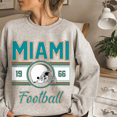 Miami Vintage Sweatshirt, Classic Miami Football Sweater for Her, Women's Miami Football Crewneck, Miami Football Sweatshirt for Women