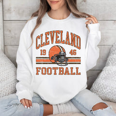 Cleveland Football Sweatshirt For Her, Cleveland Football Vintage Gift, Cleveland Football Women's Sweater, Retro Football Crewneck For Him