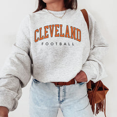 Cleveland Football Crewneck For Her, Cleveland Football Vintage Sweater, Cleveland Football Men's Sweatshirt, Retro Football Gift For Him