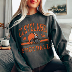 Cleveland Football Sweatshirt For Her, Cleveland Football Vintage Gift, Cleveland Football Women's Sweater, Retro Football Crewneck For Him