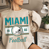 Miami Vintage Sweatshirt, Classic Miami Football Sweater for Her, Women's Miami Football Crewneck, Miami Football Sweatshirt for Women