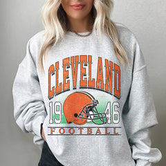 Cleveland Football Men's Crewneck, Cleveland Football Vintage Sweater, Cleveland Football Gift For Her, Retro Cleveland Football Sweatshirt