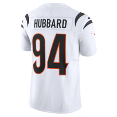 A white football jersey with the number 94 and the name "HUBBARD" printed on the back.
