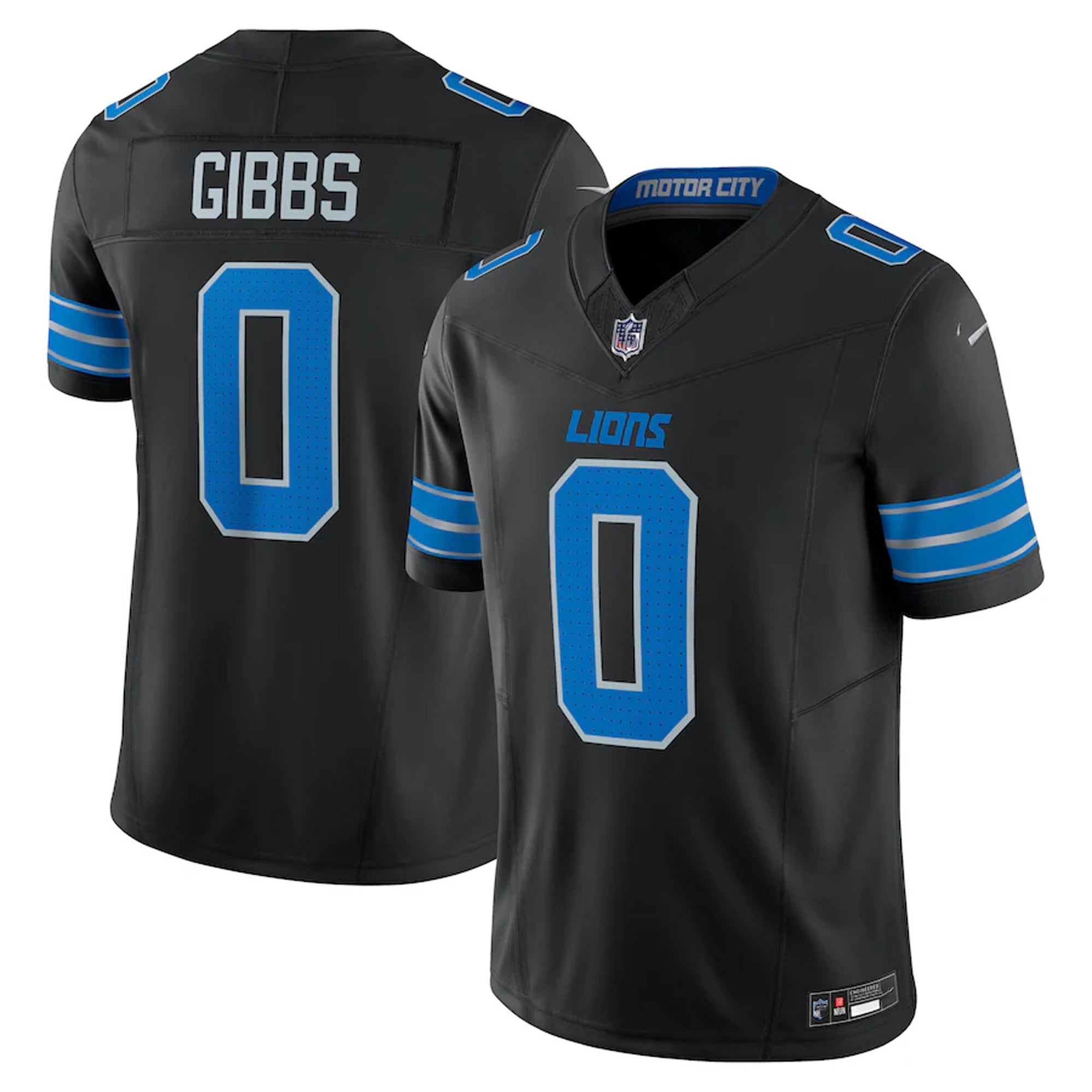 A black and blue football jersey with the name 'GIBBS' and the number '0' printed on it.