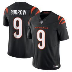 A black and orange football jersey with the name 'BURROW' and the number '9' printed on it.