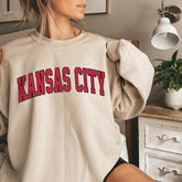 Women's Kansas City Football Crewneck, Kansas City Retro Football Sweatshirt, Kansas City Football Clothing, Kansas City Football Sweater