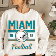 Miami Vintage Sweatshirt, Classic Miami Football Sweater for Her, Women's Miami Football Crewneck, Miami Football Sweatshirt for Women