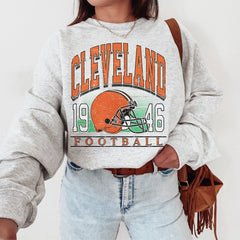 Cleveland Football Men's Crewneck, Cleveland Football Vintage Sweater, Cleveland Football Gift For Her, Retro Cleveland Football Sweatshirt
