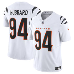 A white football jersey with the number 94 and the name "HUBBARD" printed on the back.