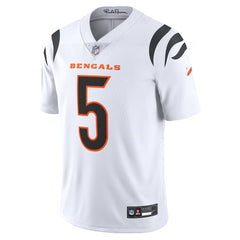A white football jersey with the number 5 and the word "BENGALS" printed on it.