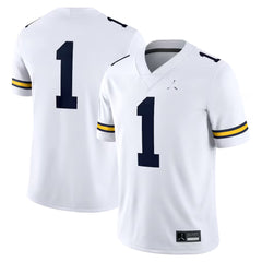 Michigan Wolverines White Away Football Jersey Number 1 College Game Top