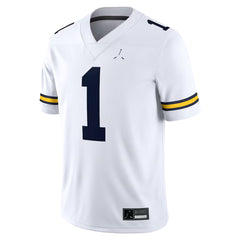 Michigan Wolverines White Away Football Jersey Number 1 College Game Top