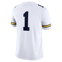 Michigan Wolverines White Away Football Jersey Number 1 College Game Top
