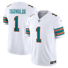 Miami Dolphins White #1 Tagovailoa Men’s Football Jersey Game Day Fan