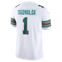 Miami Dolphins White #1 Tagovailoa Men’s Football Jersey Game Day Fan