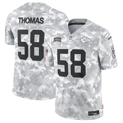 Kansas City Football #58 Thomas Salute to Service Gray Camo Men’s Jersey