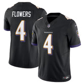 Baltimore Ravens Flowers #4 Black Game Jersey – NFL Football Fan Gear