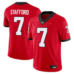 Georgia Bulldogs Red #7 Stafford Football Jersey Throwback Fan Top