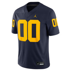 Michigan Wolverines Custom Football Jersey Navy Gold Number 00 Fan Gear