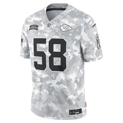 Kansas City Football #58 Thomas Salute to Service Gray Camo Men’s Jersey