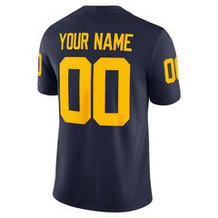 Michigan Wolverines Custom Football Jersey Navy Gold Number 00 Fan Gear
