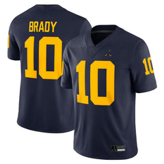 Michigan Wolverines Tom Brady Football Jersey Navy Maize Number 10 Classic