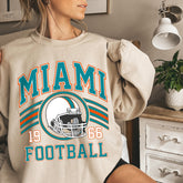 Miami Football Sweatshirt, Women's Football Fan Crewneck, Retro Miami Football Gift for Women, Miami Clothing, Football Sweatshirt