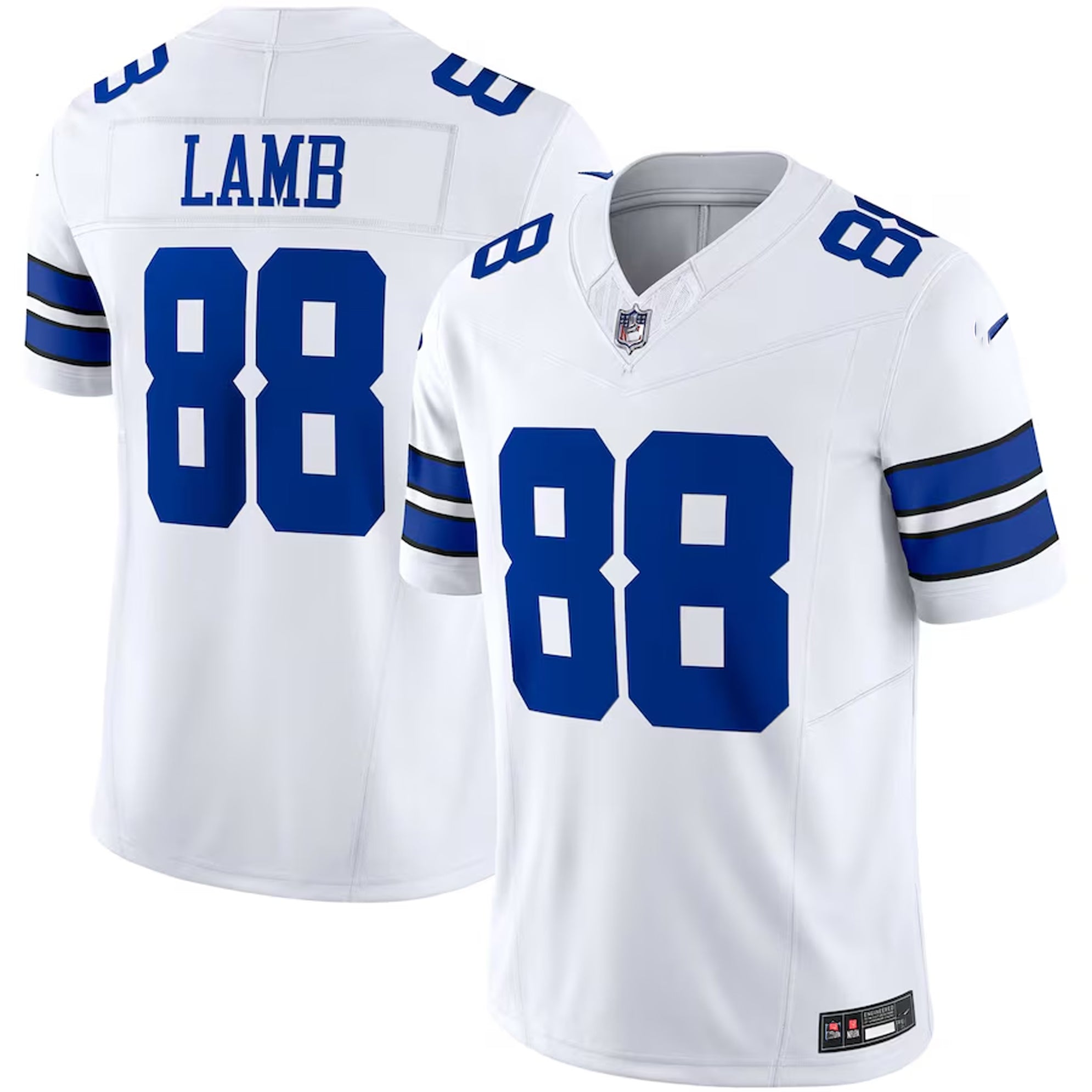 A white football jersey with the number 88 and the name "LAMB" printed on the back.
