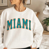 Women's Miami Football Crewneck Sweatshirt, Miami Retro Football Sweatshirt for Women, Miami Football Gift, Miami Football Sweater