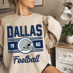 Dallas Vintage Sweatshirt, Classic Dallas Football Sweater for Her, Women's Dallas Football Crewneck, Dallas Football Sweatshirt for Women