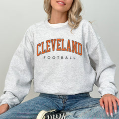 Cleveland Football Crewneck For Her, Cleveland Football Vintage Sweater, Cleveland Football Men's Sweatshirt, Retro Football Gift For Him