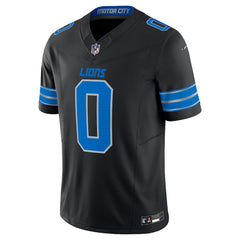 A black and blue football jersey with the number 0 and the word "LIONS" printed on it.