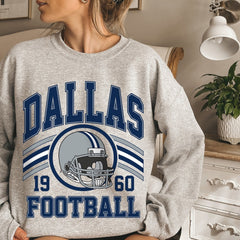 Dallas Football Sweatshirt, Women's Football Fan Crewneck, Retro Dallas Football Gift for Women, Dallas Clothing, Football Sweatshirt