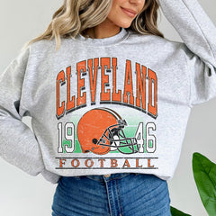 Cleveland Football Men's Crewneck, Cleveland Football Vintage Sweater, Cleveland Football Gift For Her, Retro Cleveland Football Sweatshirt