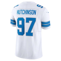 A white football jersey with the name 'HUTCHINSON' and the number '97' printed on it.