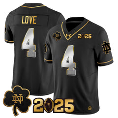 Notre Dame Fighting Irish #4 Love Jersey 2025 Black Game Day Shirt
