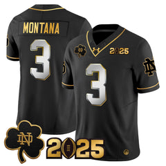 Notre Dame Fighting Irish #3 Montana Jersey 2025 Black Game Day Shirt