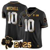 Notre Dame Fighting Irish #10 Mitchell Jersey 2025 Black Game Day Shirt