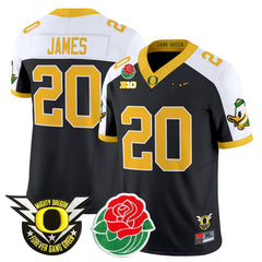 Oregon Ducks James #20 Black Jersey Rose Bowl 2025 NCAA Football