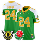 Oregon Ducks #24 Jersey Green Rose Bowl 2025 NCAA Football Shirt