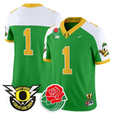 Oregon Ducks #1 Jersey Green Rose Bowl 2025 NCAA Football Shirt