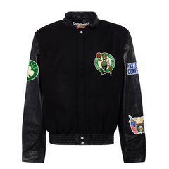 Teepact Boston Celtics Jeff Hamilton Wool & Leather Full-Snap Varsity Jacket
