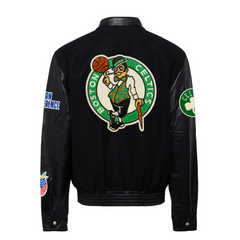 Teepact Boston Celtics Jeff Hamilton Wool & Leather Full-Snap Varsity Jacket