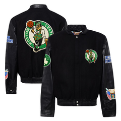 Teepact Boston Celtics Jeff Hamilton Wool & Leather Full-Snap Varsity Jacket