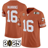 T.Longhorns Burnt Orange Football Jersey #16 Arch Manning Style 2025