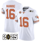 T.Longhorns White Football Jersey #16 Arch Manning Style 2025