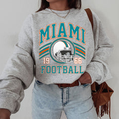 Miami Football Sweatshirt, Women's Football Fan Crewneck, Retro Miami Football Gift for Women, Miami Clothing, Football Sweatshirt