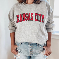 Women's Kansas City Football Crewneck, Kansas City Retro Football Sweatshirt, Kansas City Football Clothing, Kansas City Football Sweater