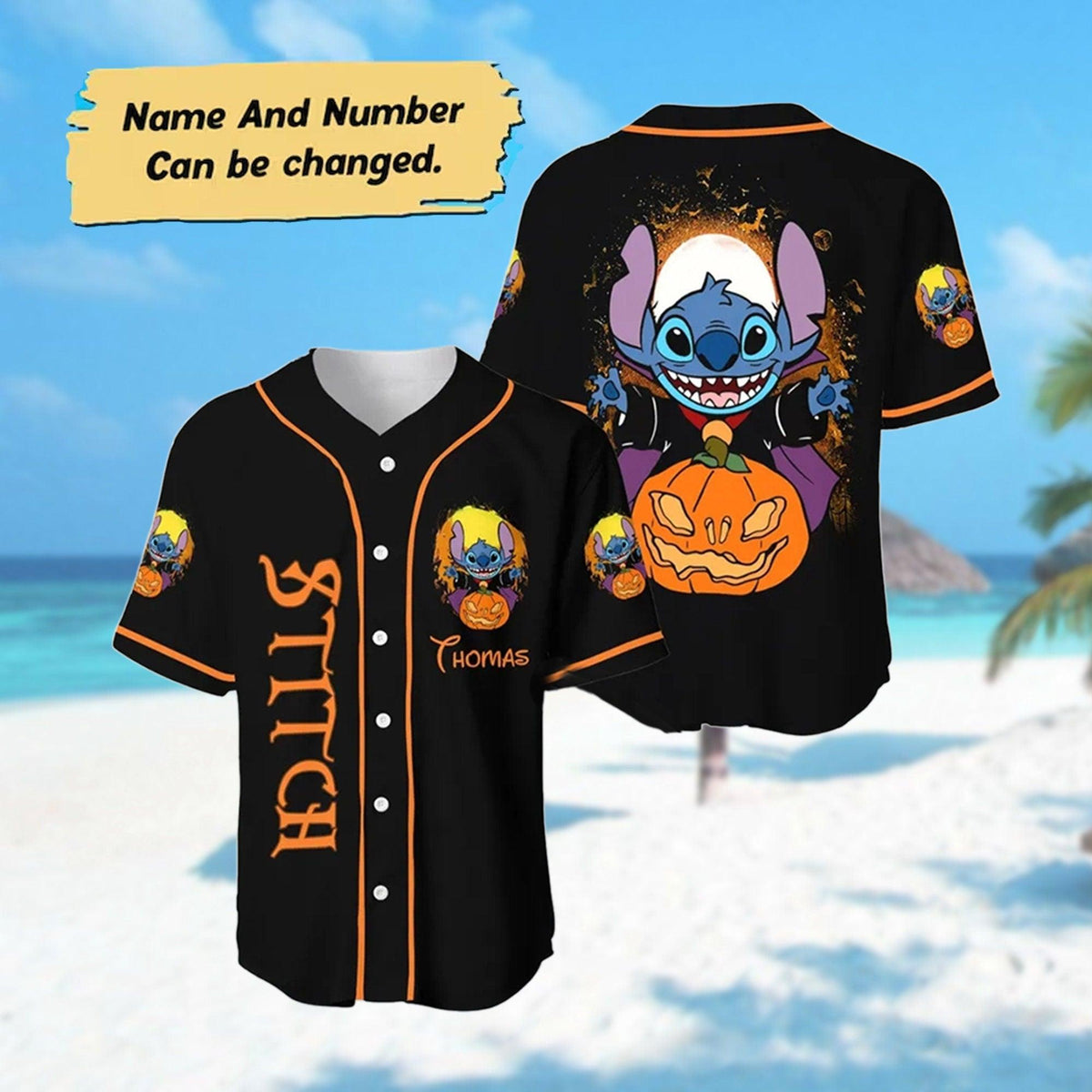 Custom Stitch Halloween Baseball Jersey, Stitch Horror Baseball Jersey Team, Stitch Pumpkin Halloween Jersey Gift, Magic Kingdom Shirt